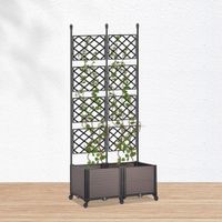 2er Mobiler Pflanzkasten mit Rankhilfe, ca. 40 x 80 x 141 cm - Braun