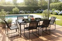 Dining-Set SANTINO 7tlg. Sitzgruppe - Schwarz 