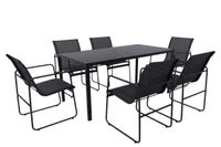 Dining-Set SANTINO 7tlg. Sitzgruppe - Schwarz 