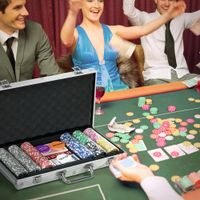SPORTNOW Pokerkoffer Set, 500 Pokerchips 11,5 Gramm, Pokerset mit Schloss Silber