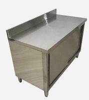 Edelstahltisch mit 2 Türen & Spritzschutz, ca. 120 x 60 x 80/10 cm