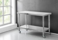 Edelstahltisch mit Ablage auf Rollen, ca. 120 x 60 x 80 cm