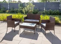 7tlg. Gartenset inkl. Polsterauflagen - Braun