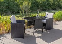 Gartenset Balkonset Dining-Set 7tlg. inkl. Polsterauflagen - schwarz