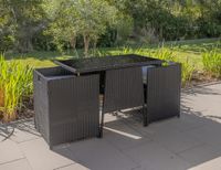 7tlg. Gartenset inkl. Polsterauflagen mit platzsparendem Würfelsystem - Schwarz