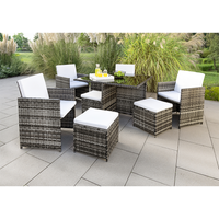 21tlg. Polyrattan-Sitzgruppe CUBO mit klappbare Rückenlehnen - platzsparendes Würfelsystem