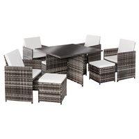 21tlg. Polyrattan-Sitzgruppe CUBO mit klappbare Rückenlehnen - platzsparendes Würfelsystem