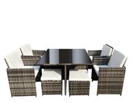 Polyrattan-Sitzgruppe CUBO 21 tlg. mit klappbare Rückenlehnen - platzsparendes Würfelsystem