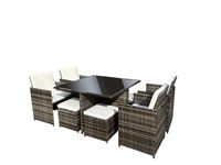 21tlg. Polyrattan-Sitzgruppe CUBO mit klappbare Rückenlehnen - platzsparendes Würfelsystem