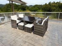 Polyrattan-Sitzgruppe CUBO 21 tlg. Gartenmöbel mit klappbare Rückenlehnen - platzsparendes Würfelsystem