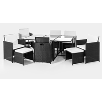 27tlg. Polyrattan-Sitzgruppe CUBE 4+6 mit platzsparendem Würfelsystem - Schwarz