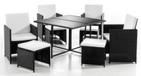Dining Set CUBE 21-tlg. mit umklappbaren Rückenlehne, Polsterauflagen & 4 Hocker - für 8 Personen 