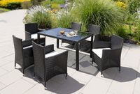 13tlg. Dining-Set VERA aus Polyrattan mit Glastisch inkl. Polsterauflagen