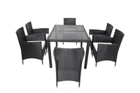 13tlg. Dining-Set VERA aus Polyrattan mit Glastisch inkl. Polsterauflagen