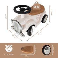 Rutschauto ab 1 Jahr, Kinderauto im Retrodesign weiß, Kinderfahrzeug mit Hupe