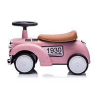 Rutschauto ab 1 Jahr, Kinderauto im Retrodesign pink, Kinderfahrzeug mit Hupe