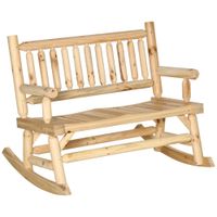 Schaukelbank aus Holz, Gartenbank mit Armlehne, 2 Sitzer Schwingbank