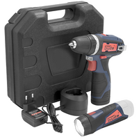 12 V Akku Bohrschrauber Inkl. Ladegerät und Akku 12-131-04K + 12 V Akku Led-Lampe L 12-0