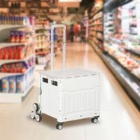 Einkaufstrolley Klappbar Einkaufswagen mit Teleskop-Griff, bis 80 kg Weiß
