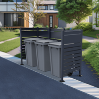 XXL Mülltonnenverkleidung für 3 Mülltonnen aus Edelstahl, ca. 405 x 150 x 5 cm - Anthrazit