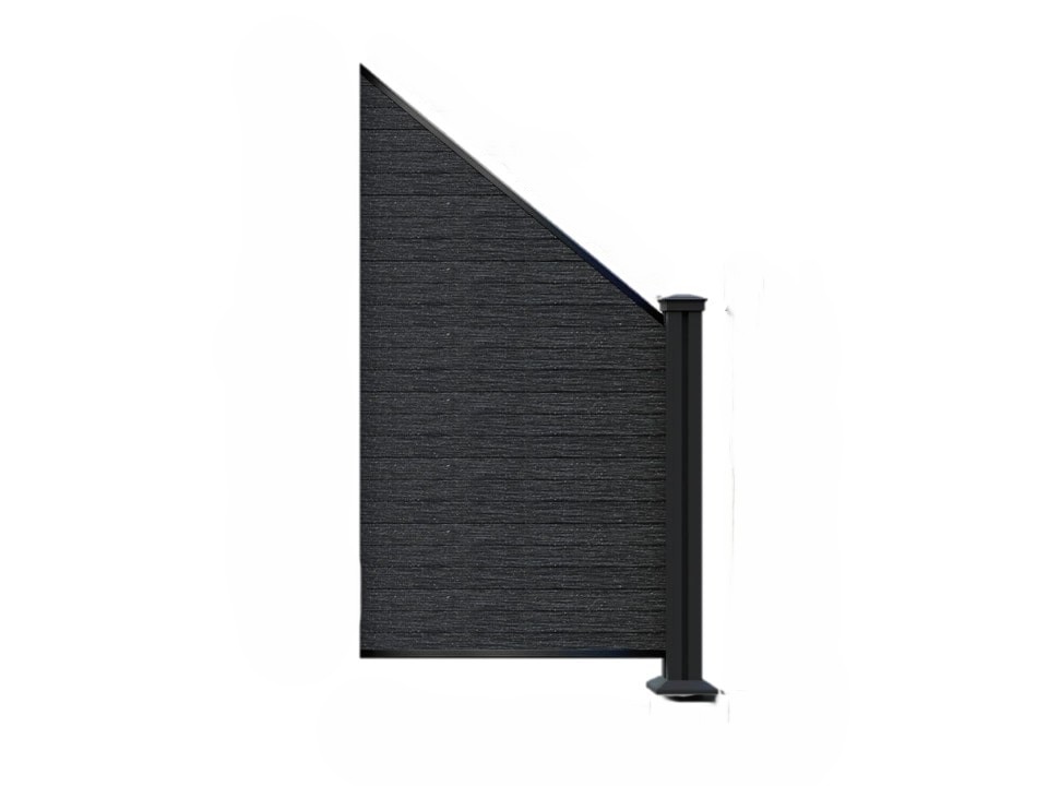 WPC-Sichtschutzzaun CORTADO V2 - 1x Schrägelement Rechts - Schwarz