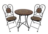 Sitzgruppe Mosaik 3 tlg mit Tisch Ø 60 cm & 2 Stühlen ROSALIA mehrfarbig 