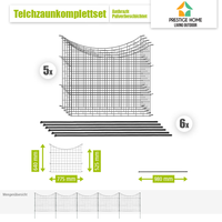 11tlg. Teichzaun Unterbogen, ca. 390 x 52,5 cm - Anthrazit