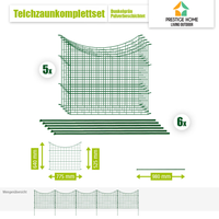 11tlg. Teichzaun Unterbogen, ca. 390 x 52,5 cm - Dunkelgrün