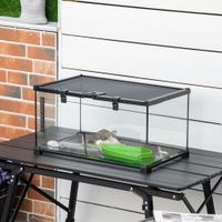 Terrarium für Reptilien Glasterrarium mit Thermometer Metall 50x30x25cm