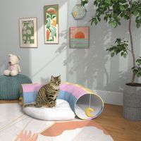 Katzentunnel Katzenspielzeug mit Spiel, Kissen, Faltbarer Spieltunnel