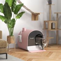 Katzentoilette Katzenklo mit Haube und Deckel Katzenstreu Matte Rosa