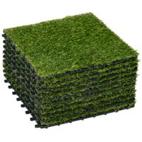 Kunstrasen 10 Stücke Grasmatte Rasenteppich Rollrasen für Balkon Grün