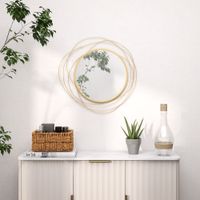 Wandspiegel, Ø65 cm Wandschmuck mit Spiegel, Metallrahmen, für Wohnzimmer