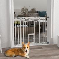 74-100 cm Hunde Treppenschutzgitter, Hundeabsperrgitter mit Katzenklappe