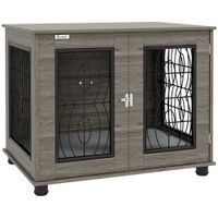 Hundebox für Zuhause, Hundehaus mit Kissen, Verschließbare Vordertür Grau