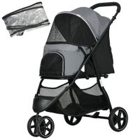 Hundebuggy Hundewagen für kleine und kleinste Hunde Katzenwagen Grau