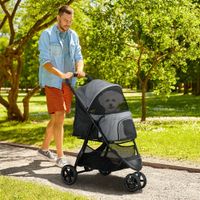 Hundebuggy Hundewagen für kleine und kleinste Hunde Katzenwagen Grau