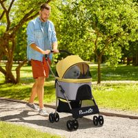 Hundewagen, 2 in 1 Hundetrolley, faltbarer Hundebuggy, Tragetasche Gelb