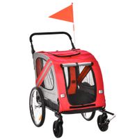 2-in-1 Hundeanhänger &amp; Hundebuggy, Hundefahrradanhänger bis 20 kg, Rot