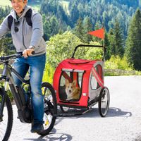 2-in-1 Hundeanhänger &amp; Hundebuggy, Hundefahrradanhänger bis 20 kg, Rot