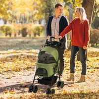 Hundewagen Pet Stroller für kleine Hunde und Katzen Dunkelgrün