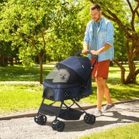 Hundebuggy Hundewagen für kleine Hunde Katzen Pet Stroller Oxford Blau
