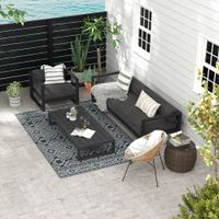 Outdoor-Teppich, Kunststoffteppich Wasserabweisender Wendeteppich Grau