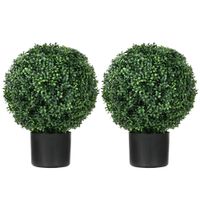 Künstliche Pflanzen 2er-Set UV-beständige Kunstpflanze im Blumentopf Grün