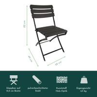 Klappbares Balkonmöbel Set 3-teilig, 2x Balkonstühle + 1x Balkontisch, Holzoptik