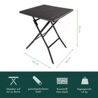 Klapptisch in Holz-Optik, Balkontisch mit Tischplatte 62 x 62 cm (L x B), schwarz
