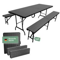 Bierzeltgarnitur Set mit 2x Bierbank und 1x Buffettisch, klappbare Biertischgarnitur