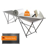 Tapeziertisch klappbar, Arbeitstisch mit Messskala, Mehrzwecktisch, Flohmarkttisch