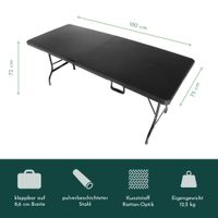 Gartentisch in Rattan Optik, Klapptisch 180 x 75 cm, Buffettisch bis 150 kg belastbar