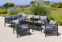 Aluminium Eckloungeset 17tlg. Dining-Set MALIA mit 2 Sessel, Tisch & Polsterauflagen